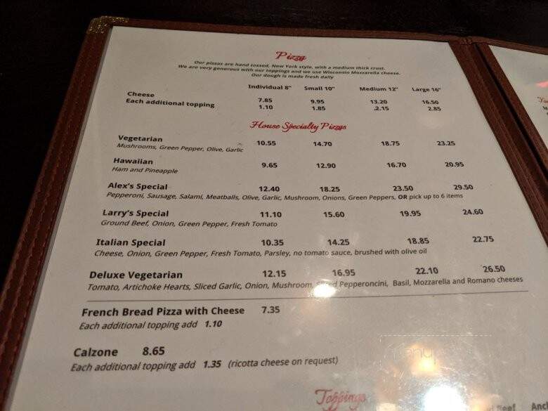 Alex Di Peppe's Italian Restaurant - Arcadia, CA menu_pic
