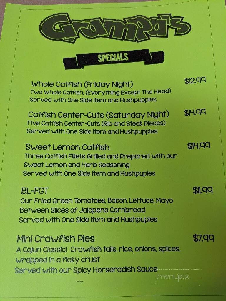 Grampa's Catfish & Seafood - North Little Rock, AR menu_pic