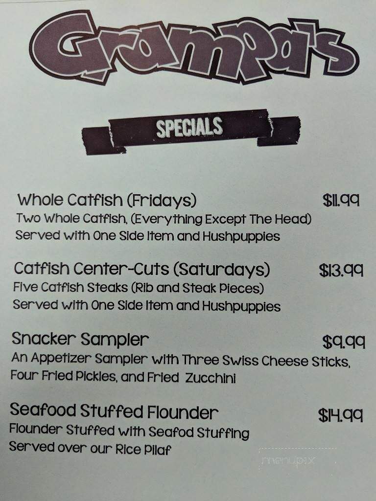 Grampa's Catfish & Seafood - North Little Rock, AR menu_pic