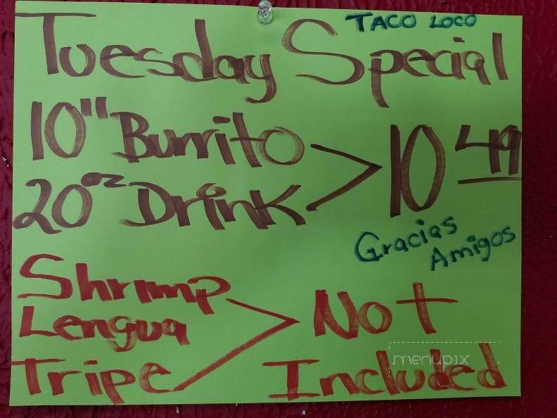 Taco Loco Taqueria - Grandville, MI menu_pic