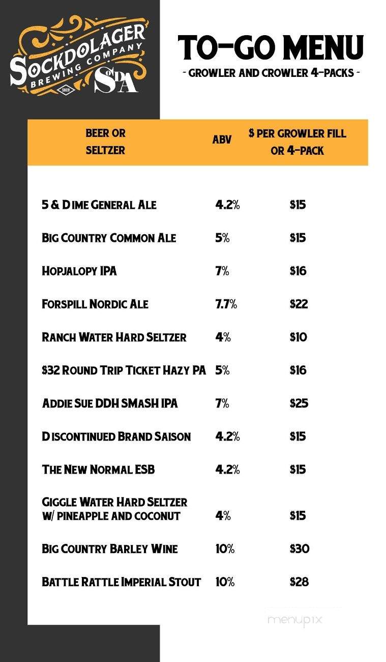 Sockdolager Brewing - Abilene, TX menu_pic