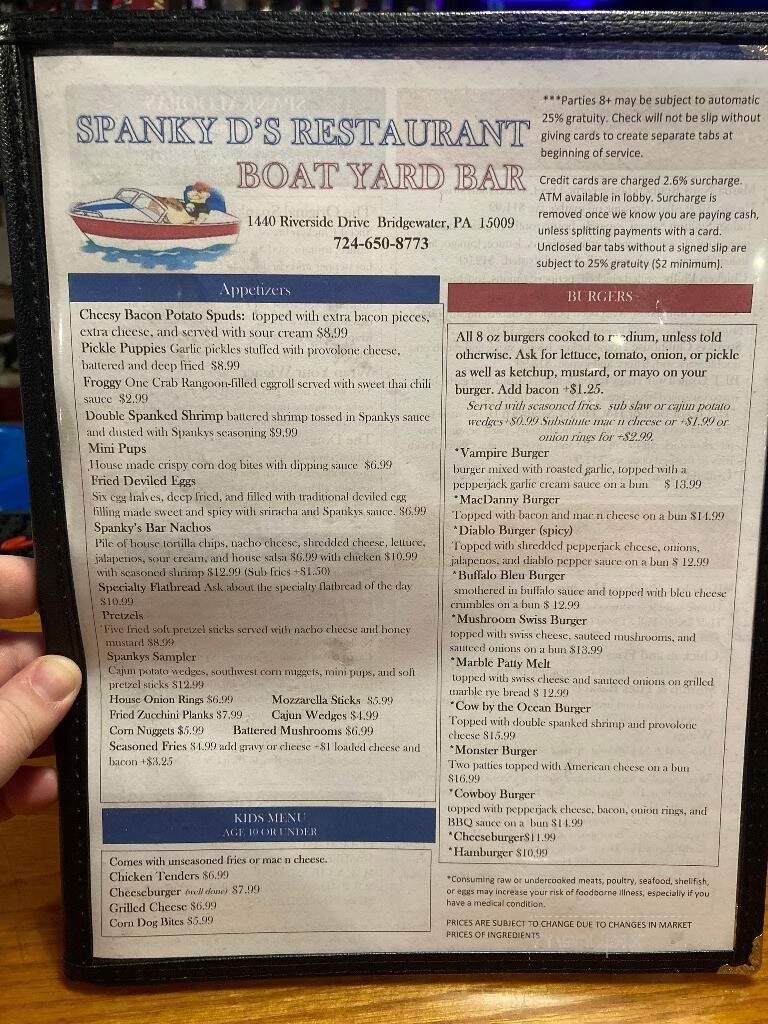 Spanky D's Restaurant and Catering Hall - Beaver, PA menu_pic