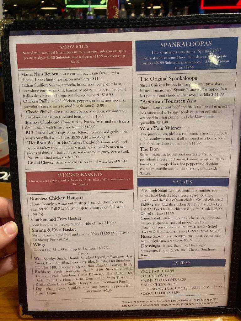 Spanky D's Restaurant and Catering Hall - Beaver, PA menu_pic