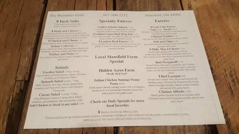 Reindeer Grill - Mansfield, OH menu_pic