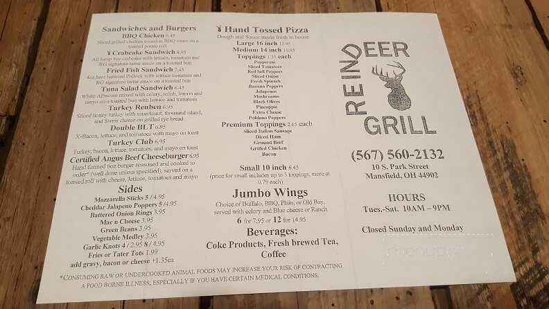 Reindeer Grill - Mansfield, OH menu_pic