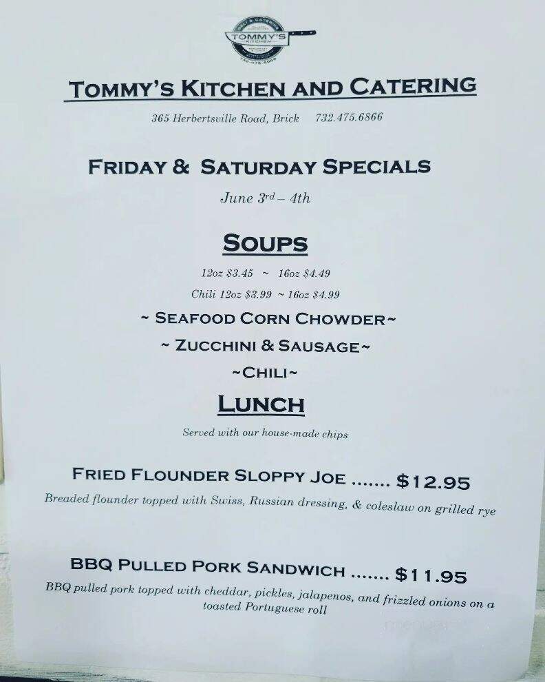 Tommy's Kitchen and Catering - Brick Township, NJ menu_pic