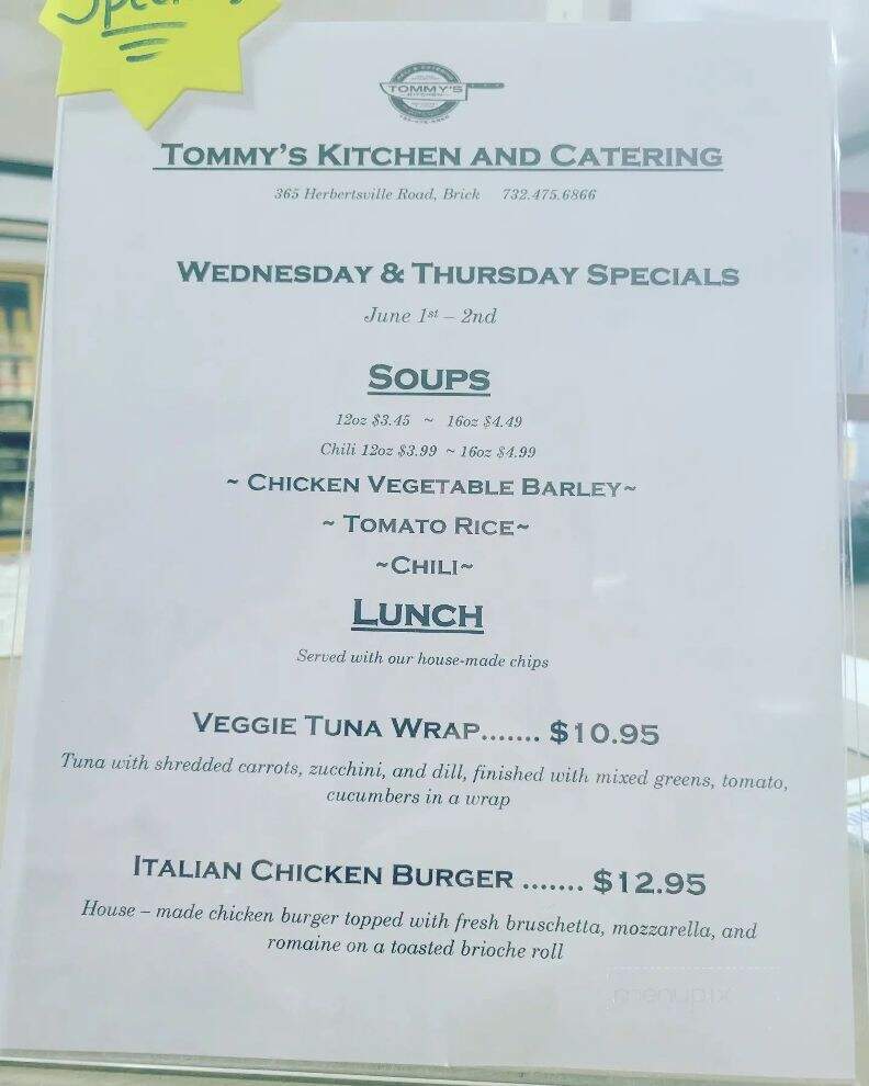 Tommy's Kitchen and Catering - Brick Township, NJ menu_pic