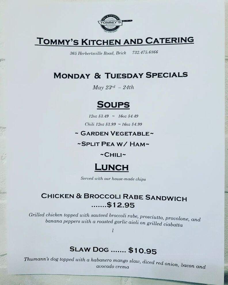 Tommy's Kitchen and Catering - Brick Township, NJ menu_pic
