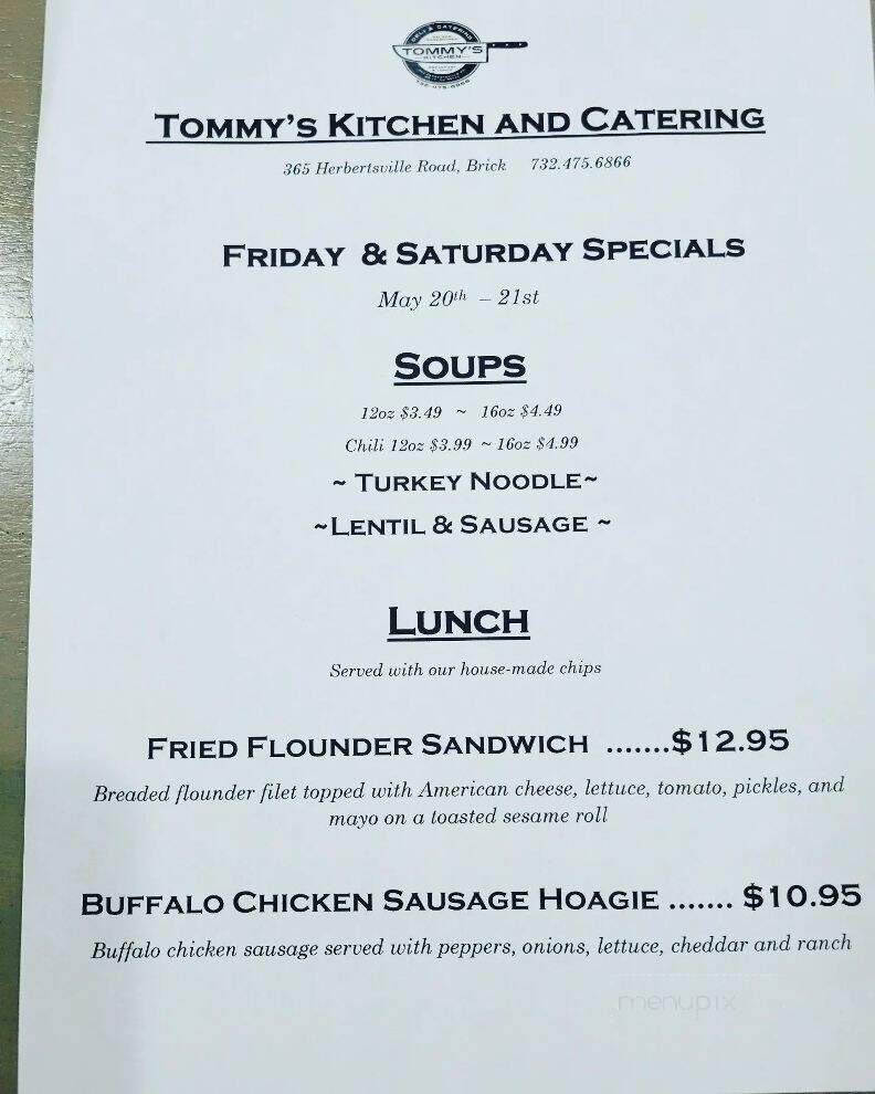 Tommy's Kitchen and Catering - Brick Township, NJ menu_pic