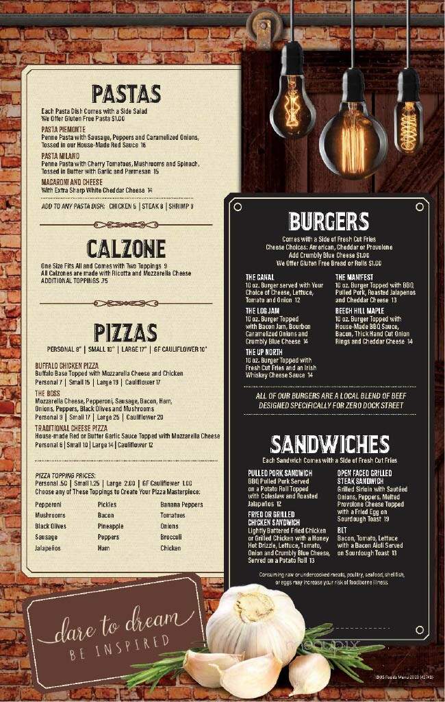 Zero Dock Street - Carthage, NY menu_pic