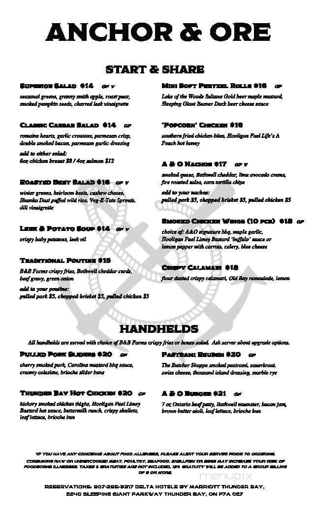 Anchor & Ore - Thunder Bay, ON menu_pic