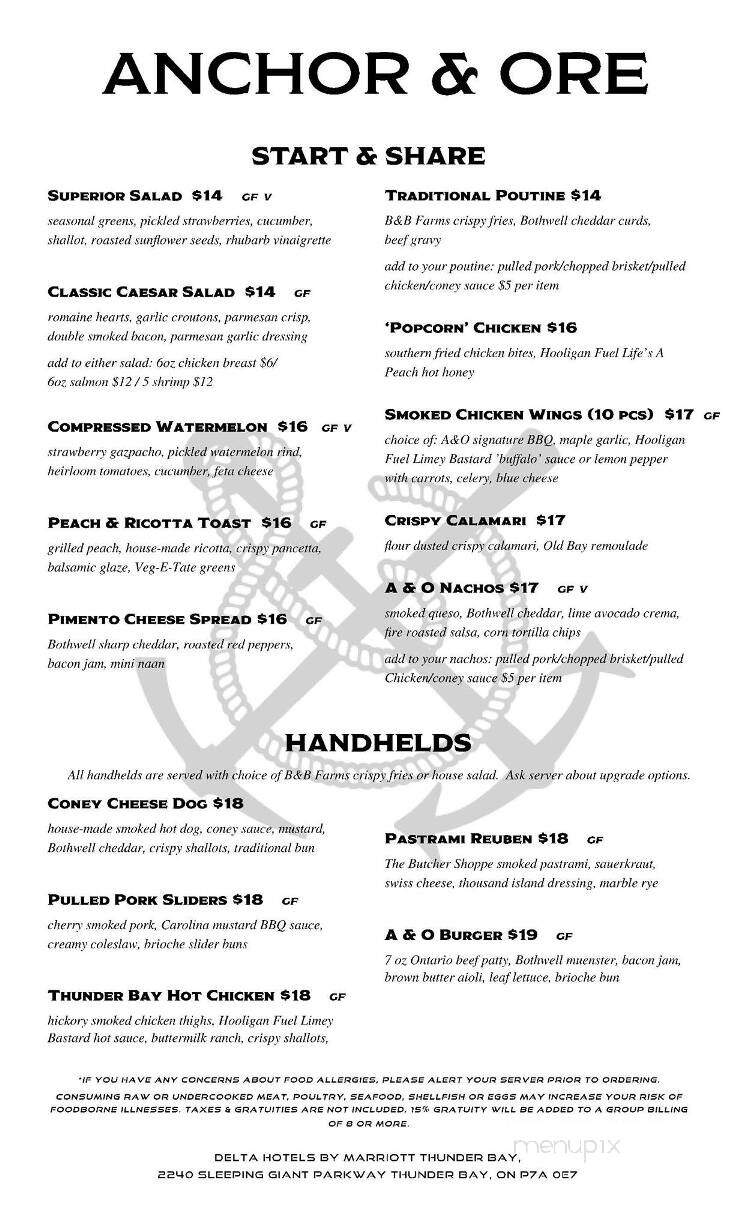 Anchor & Ore - Thunder Bay, ON menu_pic