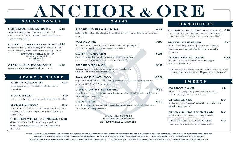 Anchor & Ore - Thunder Bay, ON menu_pic