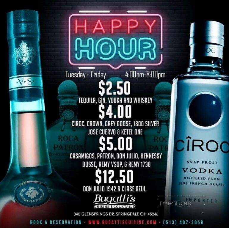 Bugatti's - Cincinnati, OH menu_pic