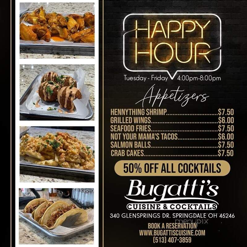 Bugatti's - Cincinnati, OH menu_pic