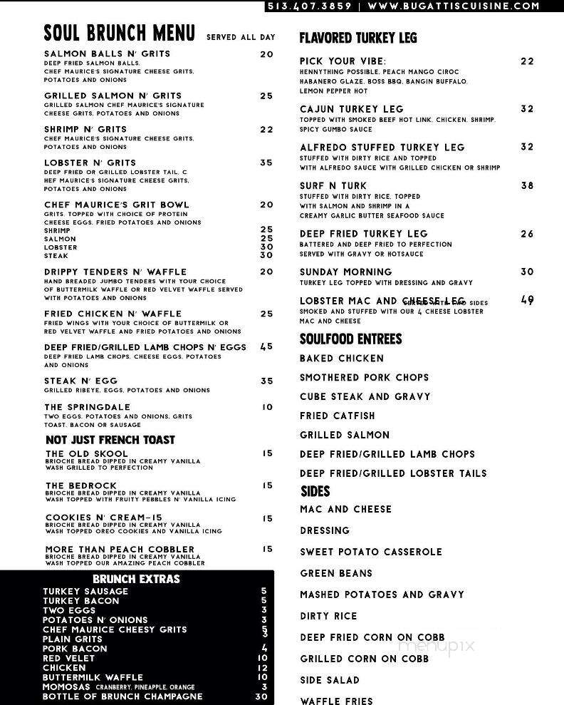 Bugatti's - Cincinnati, OH menu_pic