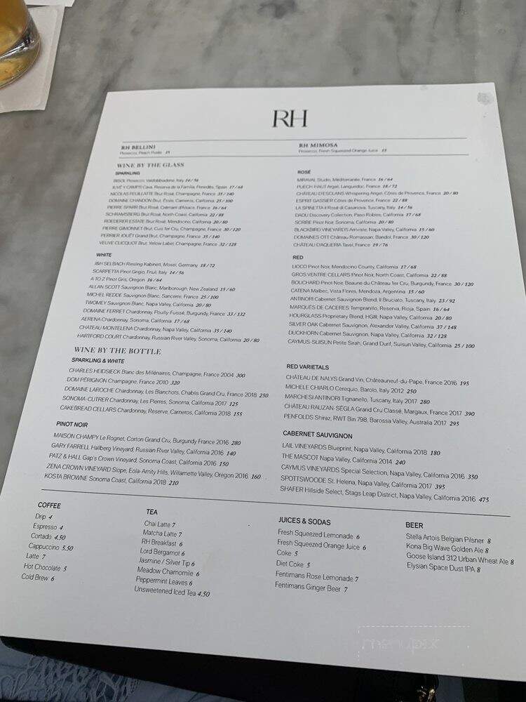 RH Rooftop Restaurant - Edina, MN menu_pic