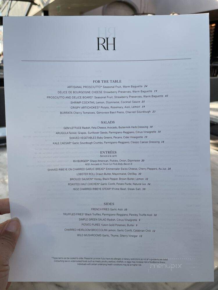 RH Rooftop Restaurant - Edina, MN menu_pic