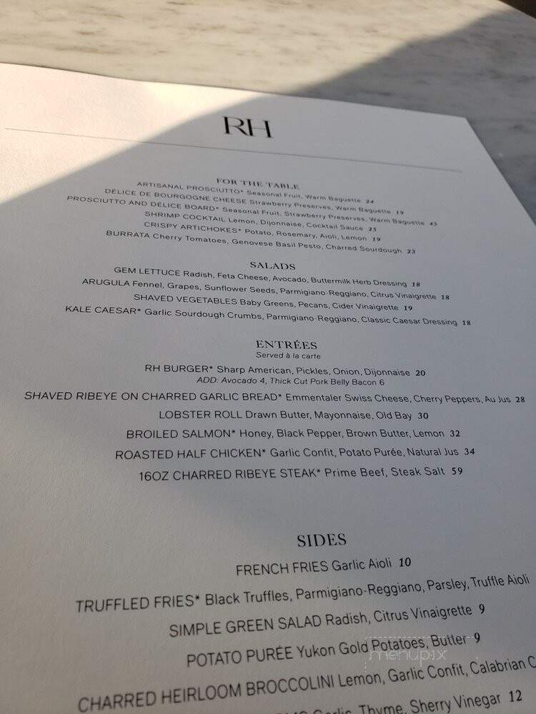 RH Rooftop Restaurant - Edina, MN menu_pic