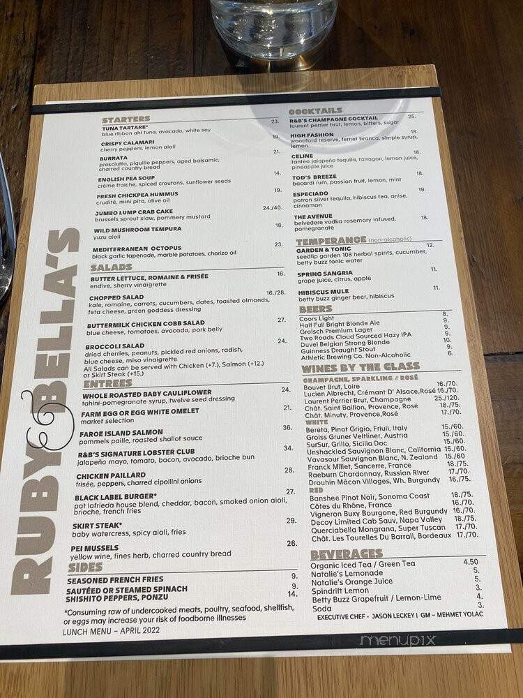 Ruby & Bella's - Greenwich, CT menu_pic