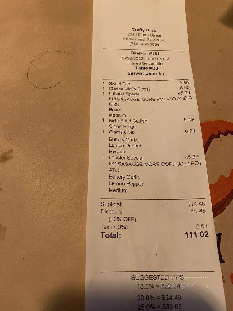 Crafty Crab - Homestead, FL menu_pic