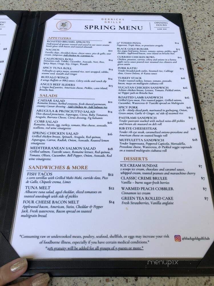 Derricks - Yorba Linda, CA menu_pic