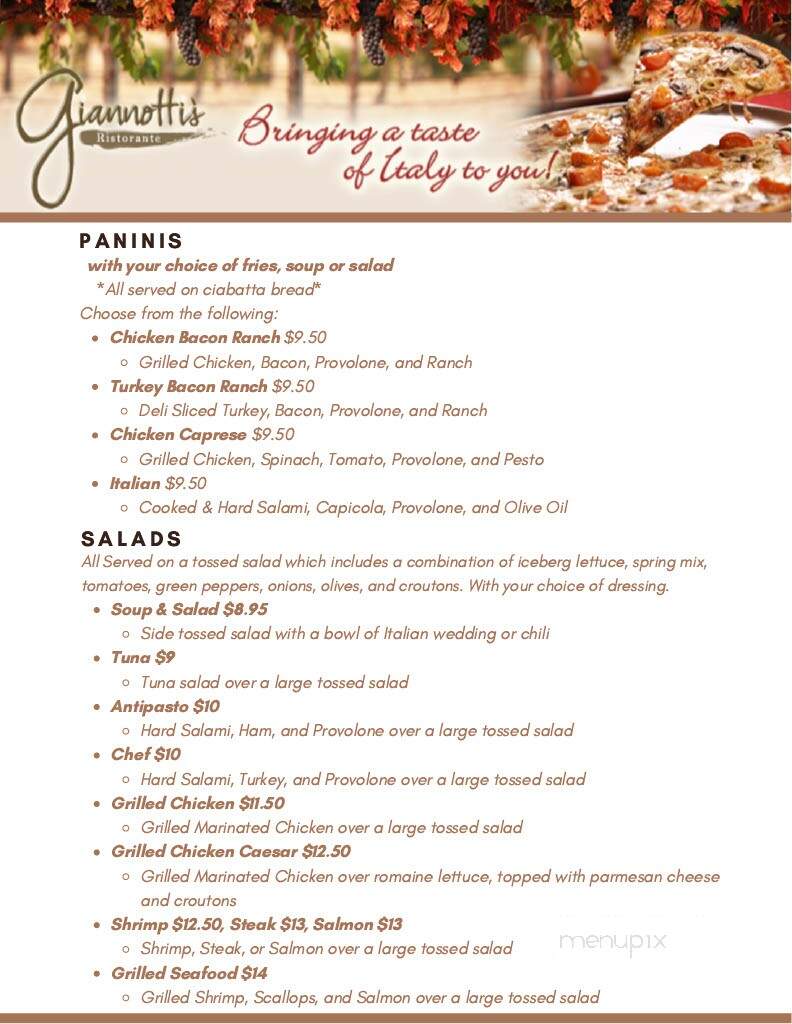 Giannotti's Ristorante - Kutztown, PA menu_pic
