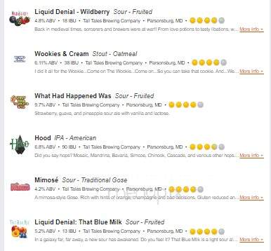 Tall Tales Brewing Co. - Parsonsburg, MD menu_pic