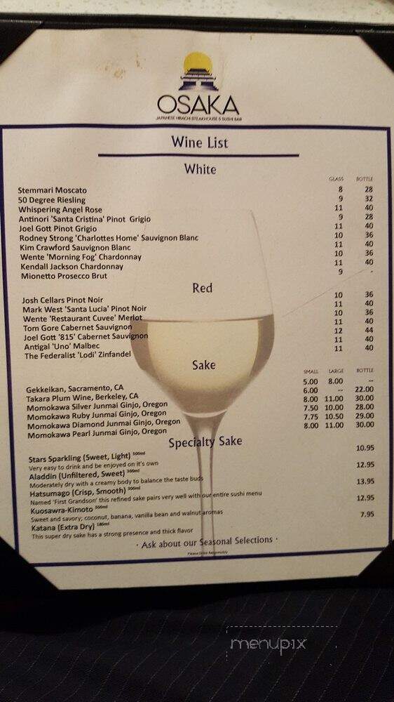 Osaka Japanese Hibachi Steakhouse & Sushi Bar - Panama City Beach, FL menu_pic