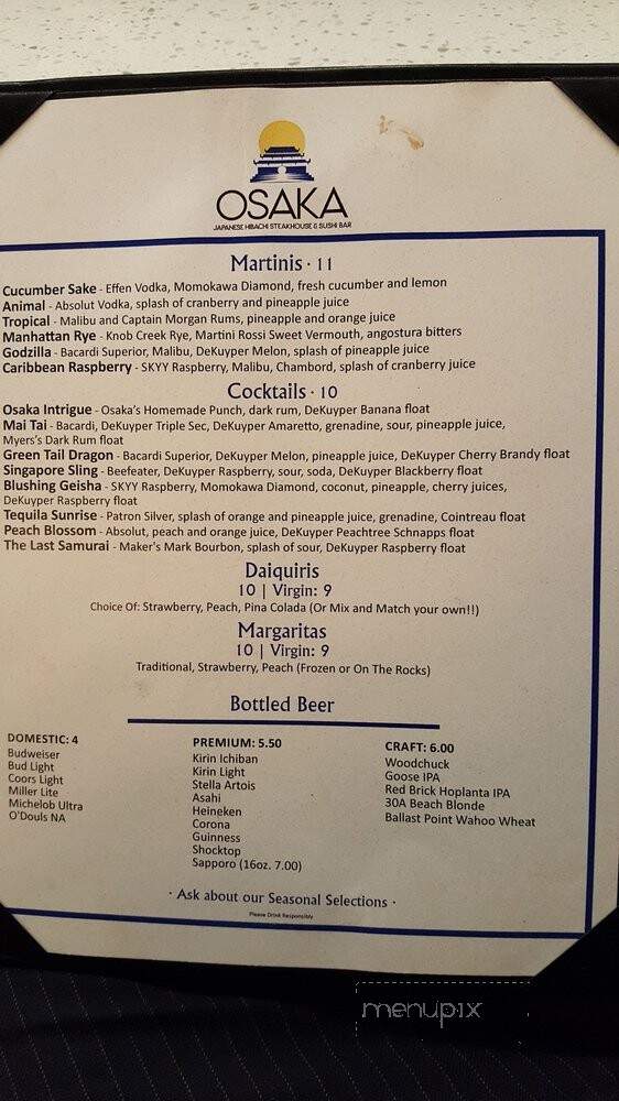 Osaka Japanese Hibachi Steakhouse & Sushi Bar - Panama City Beach, FL menu_pic