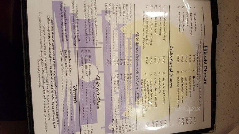 Osaka Japanese Hibachi Steakhouse & Sushi Bar - Panama City Beach, FL menu_pic