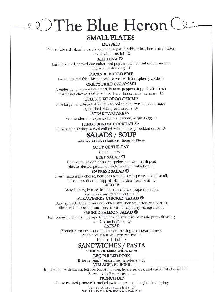 The Blue Heron At Tellico Yacht Club - Loudon, TN menu_pic