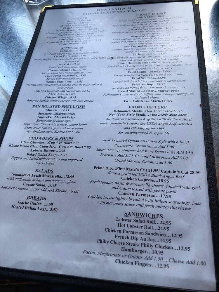 Benjamin's Restaurant and Raw Bar - Newport, RI menu_pic