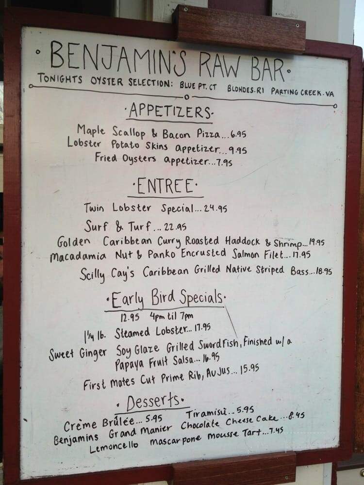 Benjamin's Restaurant and Raw Bar - Newport, RI menu_pic