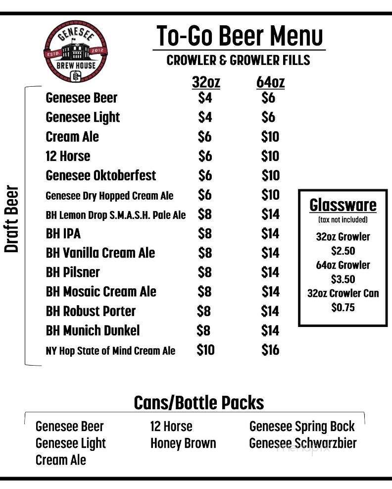 Genesee Brew House - Rochester, NY menu_pic