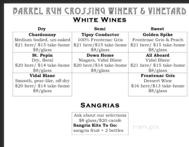 Barrel Run Crossing Winery and Vineyard - Rootstown, OH menu_pic