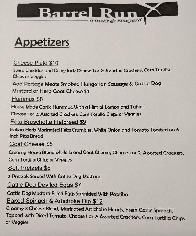 Barrel Run Crossing Winery and Vineyard - Rootstown, OH menu_pic