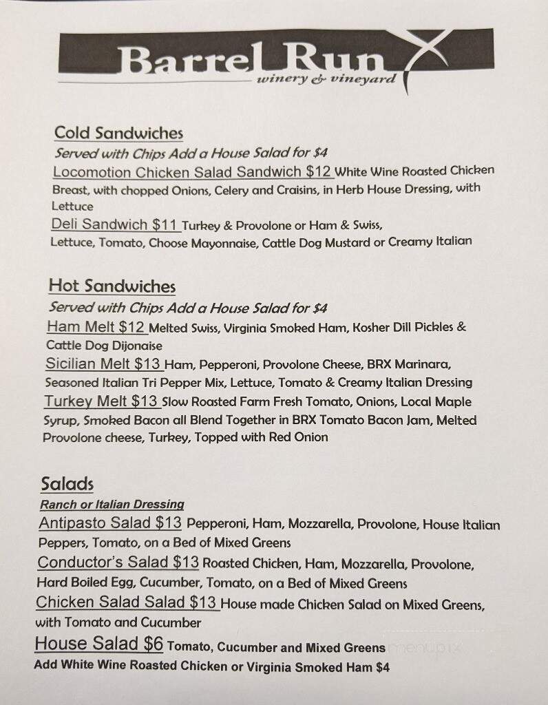 Barrel Run Crossing Winery and Vineyard - Rootstown, OH menu_pic