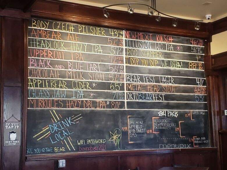 Boxing Bear Brewing Co. - Albuquerque, NM menu_pic