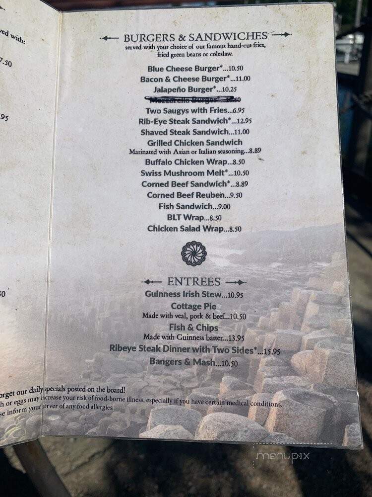 County Cork Irish Pub - Warwick, RI menu_pic