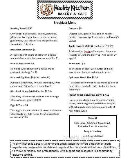 Reality Kitchen - Eugene, OR menu_pic