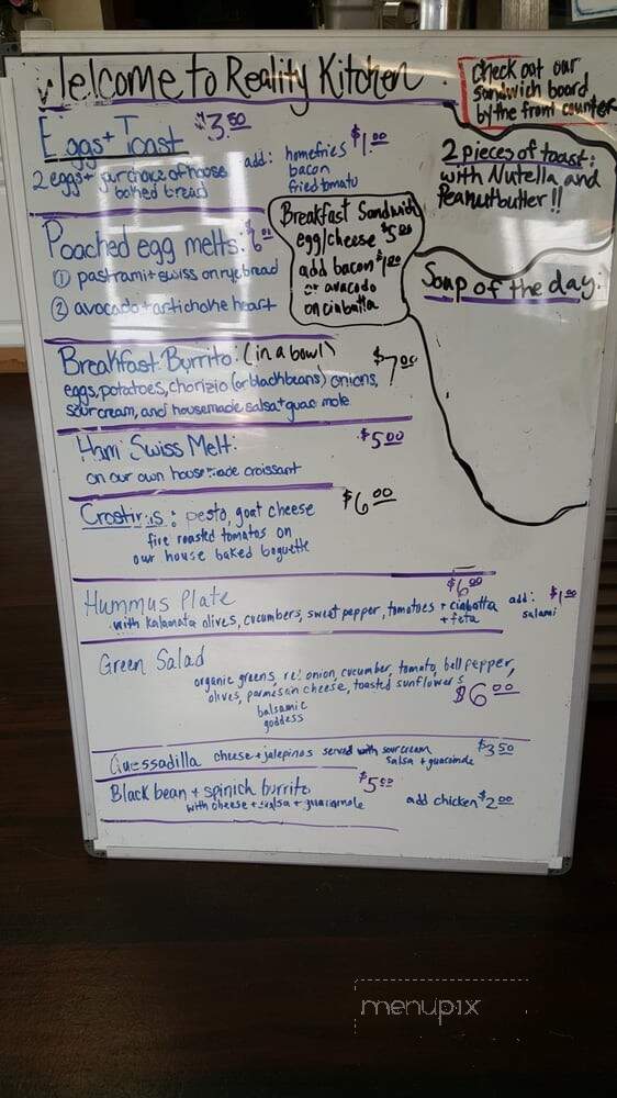 Reality Kitchen - Eugene, OR menu_pic