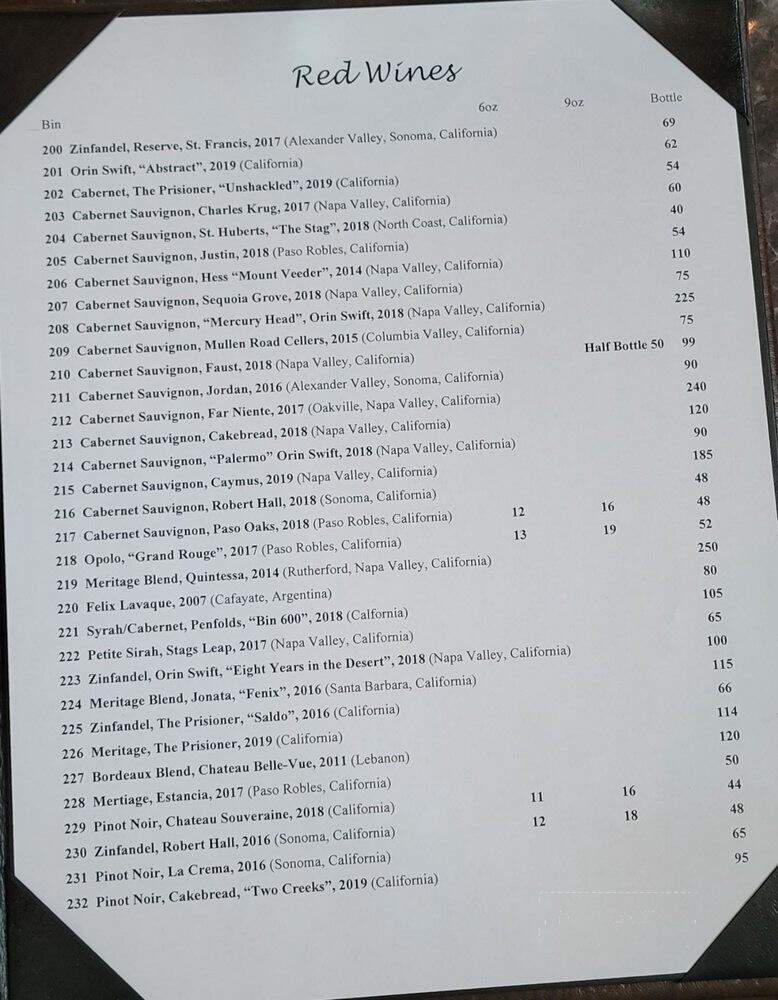 Sinatra's Trilogy - Buffalo, NY menu_pic