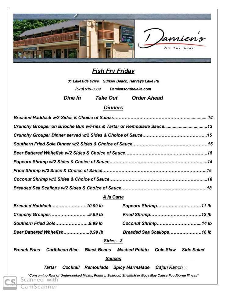 Damien’s On The Lake - Harveys Lake, PA menu_pic