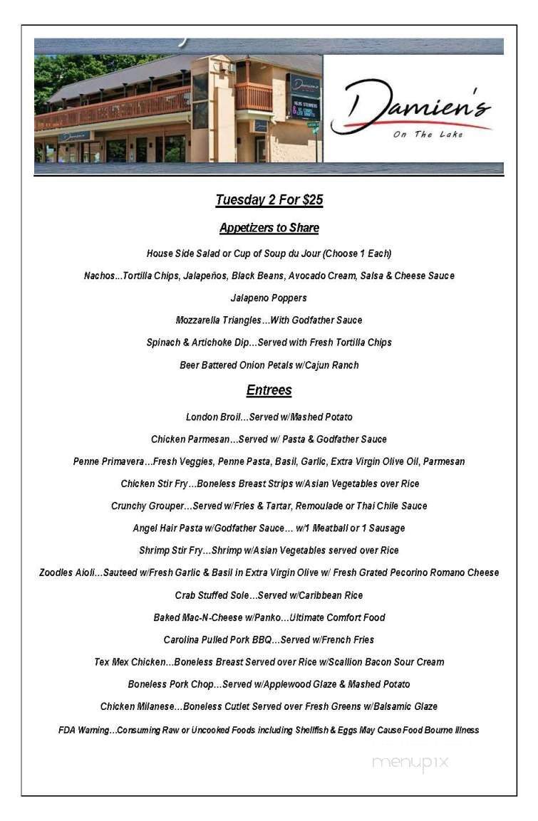 Damien’s On The Lake - Harveys Lake, PA menu_pic