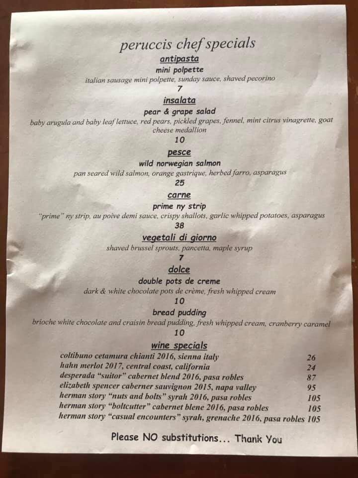Perucci's Classic Italian Restaurant - Millville, DE menu_pic
