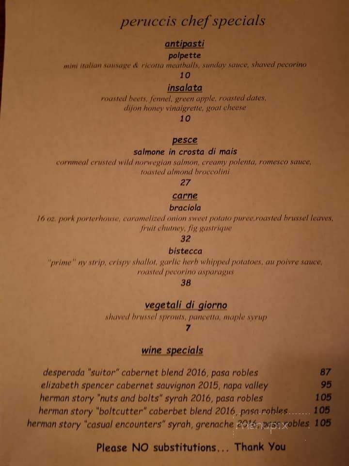 Perucci's Classic Italian Restaurant - Millville, DE menu_pic