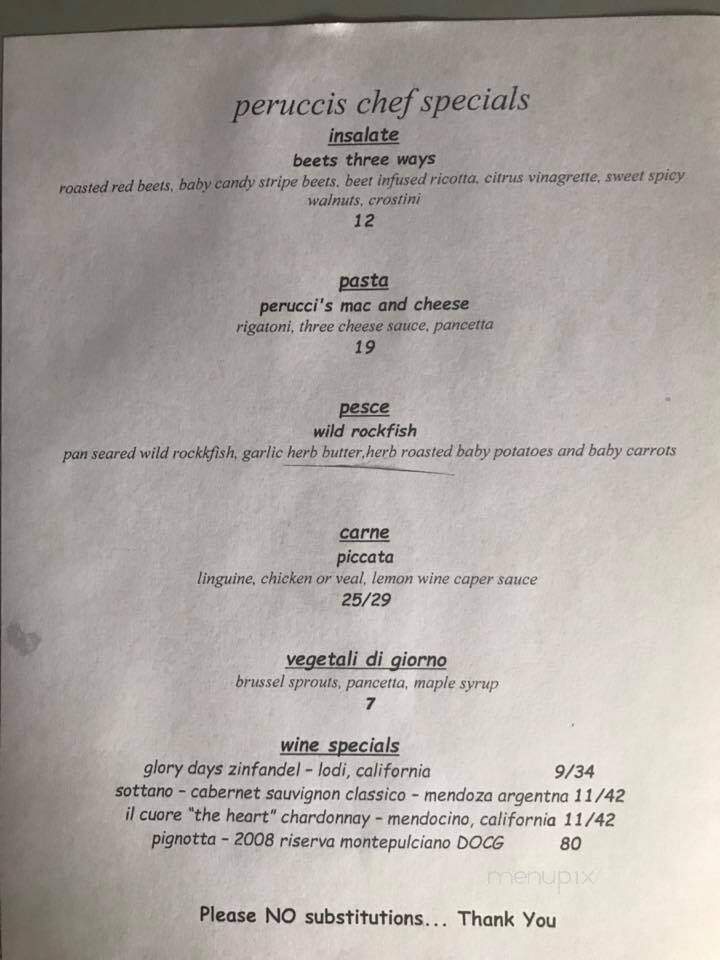 Perucci's Classic Italian Restaurant - Millville, DE menu_pic