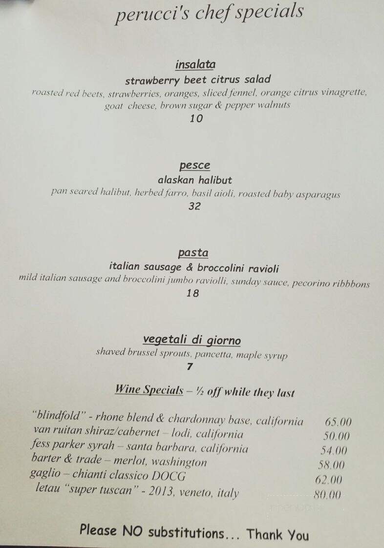 Perucci's Classic Italian Restaurant - Millville, DE menu_pic