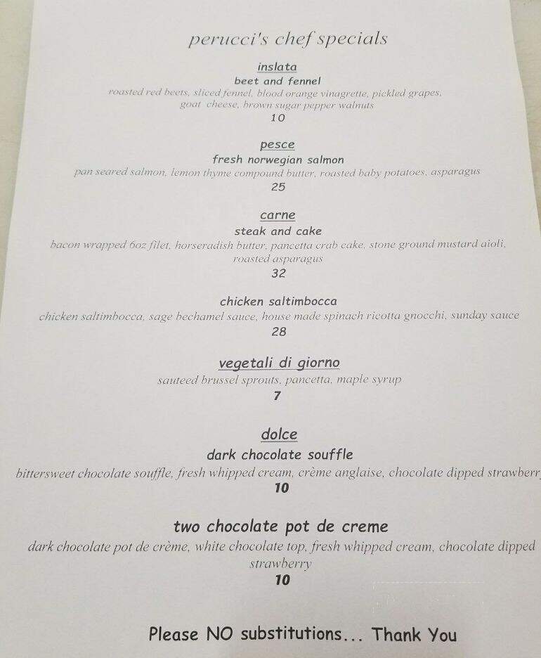 Perucci's Classic Italian Restaurant - Millville, DE menu_pic